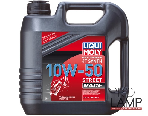 LIQUI MOLY Motorbike 4T Synth Street Race 10W-50 — Синтетическое моторное масло для 4-тактных мотоциклов 4 л.