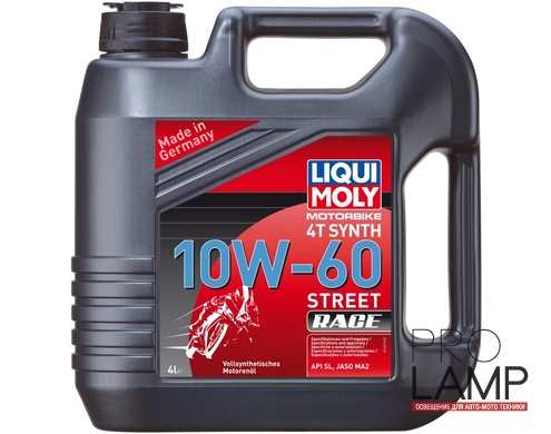 LIQUI MOLY Motorbike 4T Synth 10W-60 Street Race — Синтетическое моторное масло для 4-тактных мотоциклов 4 л.