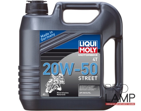 LIQUI MOLY Motorbike 4T 20W-50 Street — Минеральное моторное масло для 4-тактных мотоциклов 4 л.