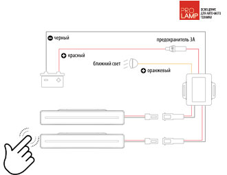 ПРО-Ламп. Электро-схема подключения дневных ходовых огней на авто.